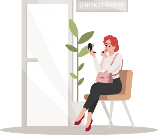 Woman doing makeup before job interview  Illustration