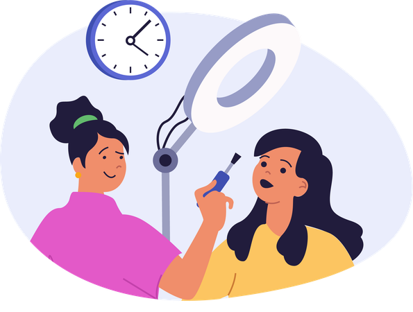 Woman doing makeup in beauty saloon  Illustration