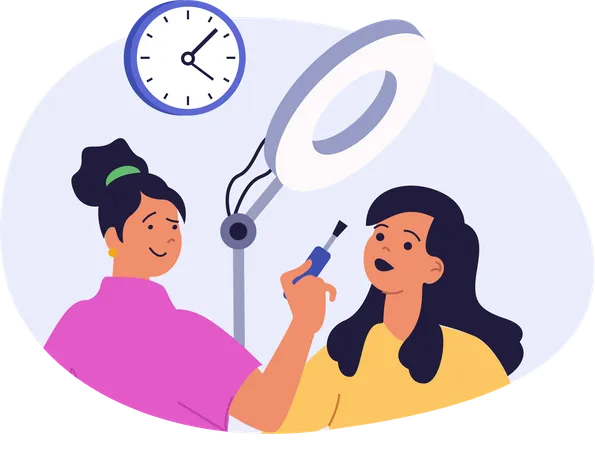 Woman doing makeup in beauty saloon  Illustration