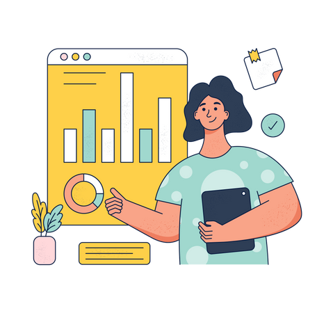 Woman doing Market Analysis  Illustration