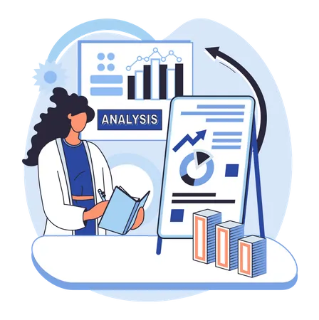 Woman doing market analysis  Illustration