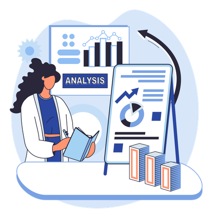 Woman doing market analysis  Illustration