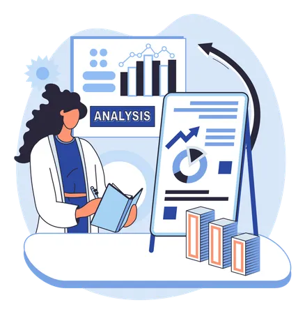 Woman doing market analysis  Illustration