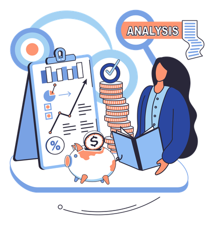 Woman doing market analysis  Illustration