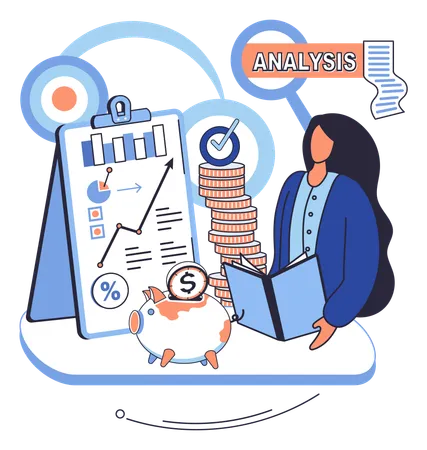 Woman doing market analysis  Illustration