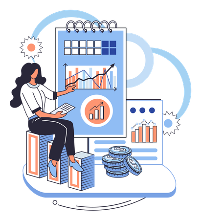 Woman doing market analysis  Illustration