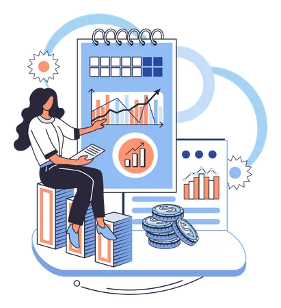 Woman doing market analysis  Illustration