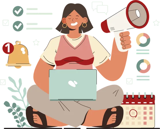 Woman doing marketing analysis  Illustration