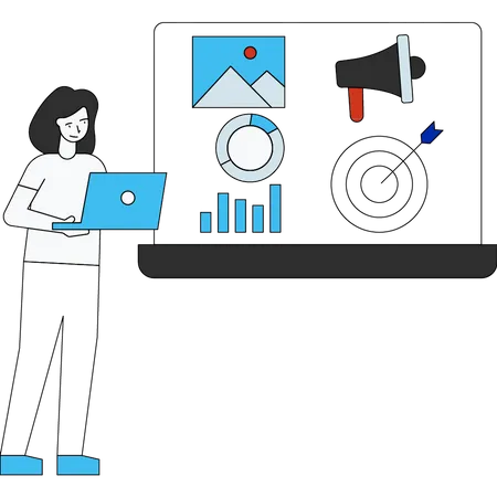 Woman doing marketing analysis  Illustration