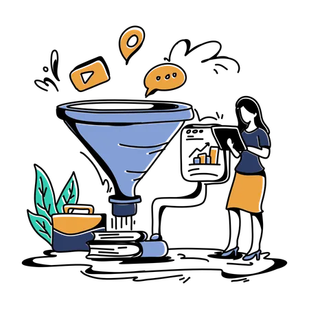Woman doing marketing analysis  Illustration