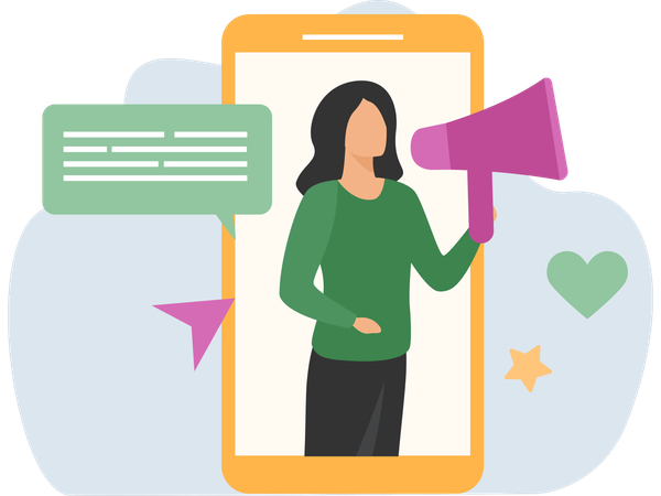 Woman doing Marketing Campaign  Illustration