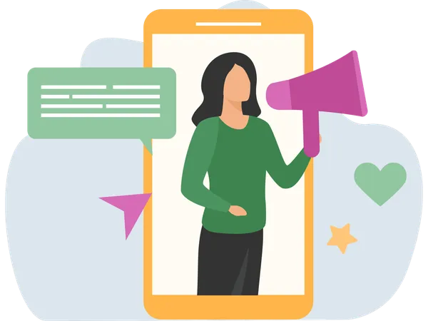 Woman doing Marketing Campaign  Illustration