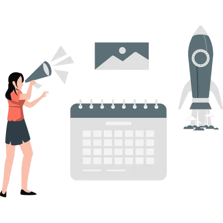 Woman doing marketing startup project  Illustration