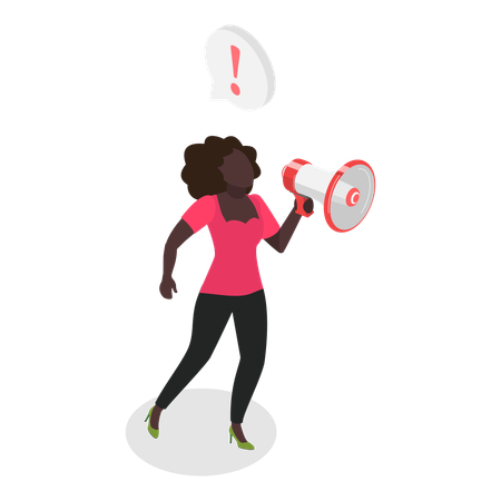 Woman doing marketing using megaphone  Illustration