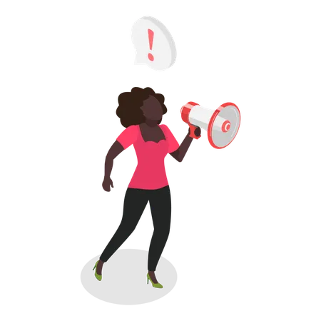 Woman doing marketing using megaphone  Illustration