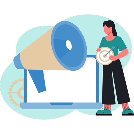 Woman doing marketing with marketing goal  Illustration