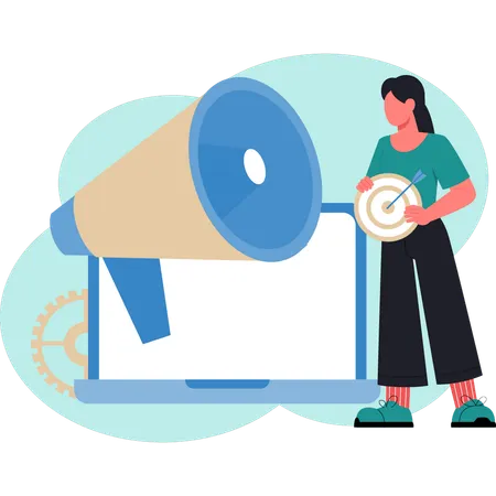 Woman doing marketing with marketing goal  Illustration