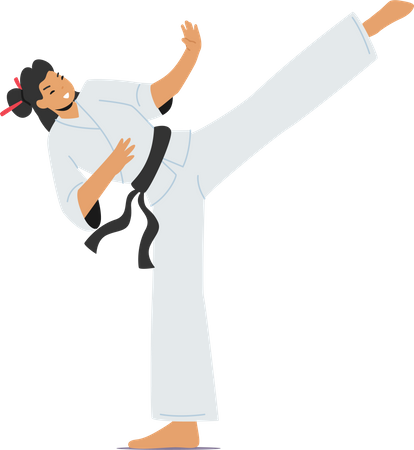 Woman doing Martial Arts practice  Illustration