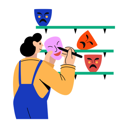 Woman doing mask making  Illustration
