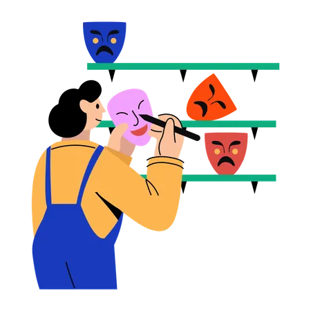 Woman doing mask making  Illustration