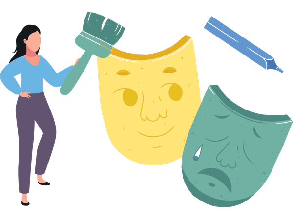 Woman doing mask painting  Illustration