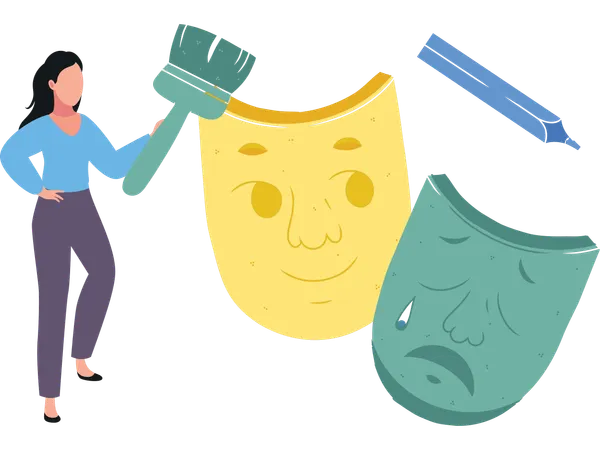 Woman doing mask painting  Illustration