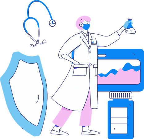 Woman doing medical analysis  Illustration