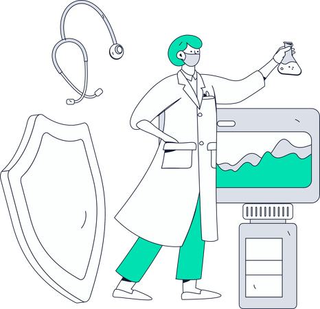 Woman Doing Medical Analysis  Illustration