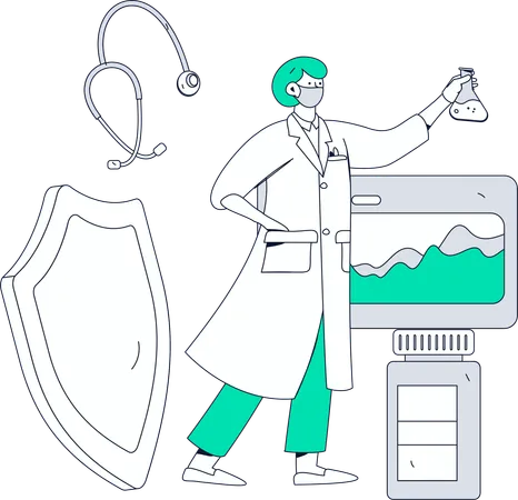 Woman Doing Medical Analysis  Illustration