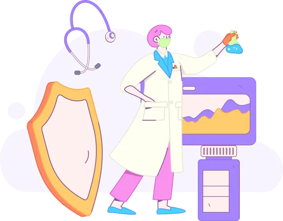 Woman doing medical analysis  Illustration