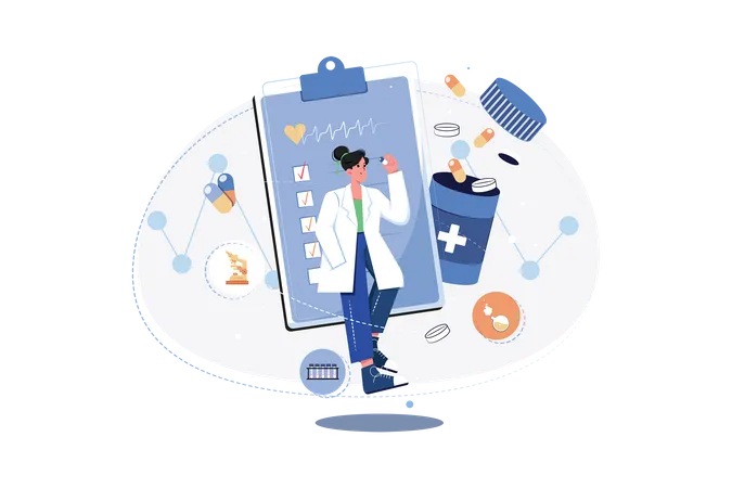 Woman doing medical analysis related to healthcare  Illustration