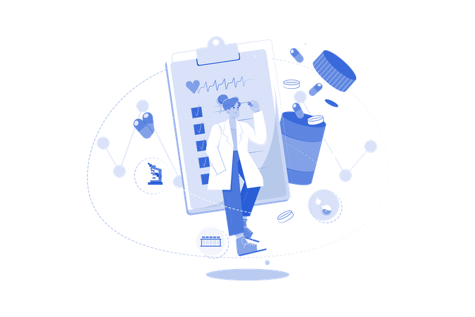 Woman doing medical analysis related to healthcare  Illustration