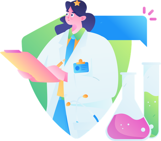 Woman doing medical research  Illustration