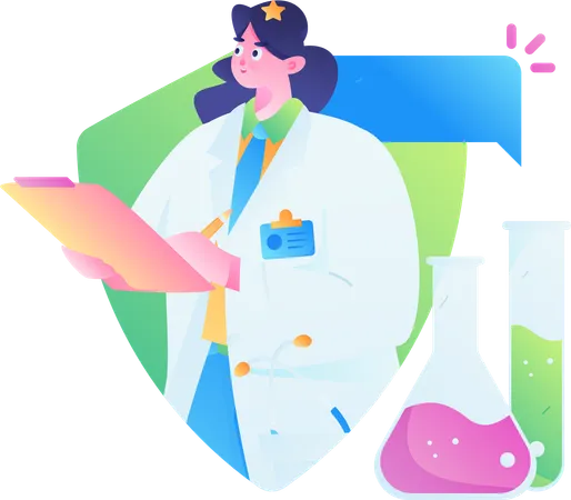 Woman doing medical research  Illustration