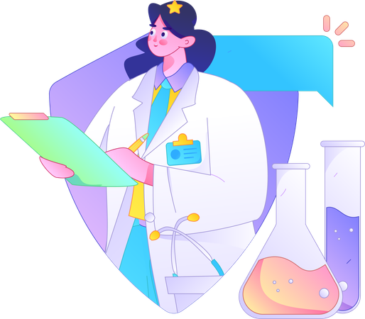 Woman doing medical research  Illustration