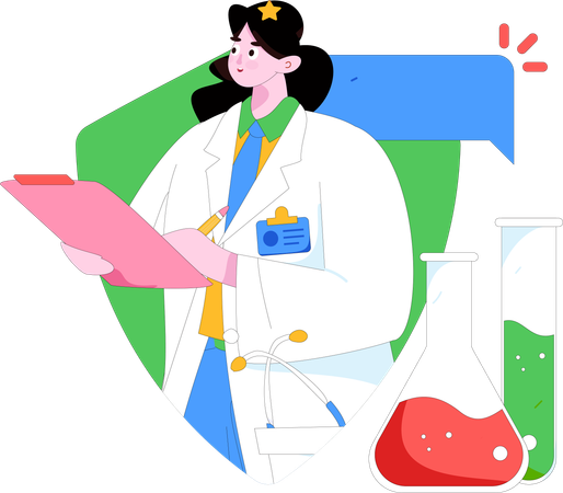 Woman doing medical research  Illustration