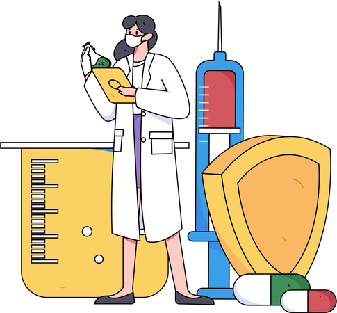 Woman doing medical research  Illustration