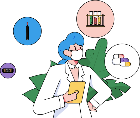 Woman doing medical research  Illustration