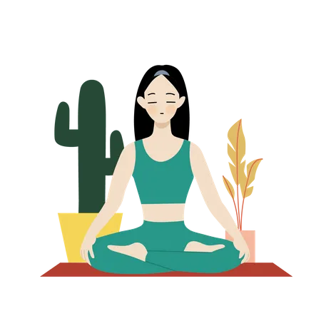 Woman doing Meditating  Illustration