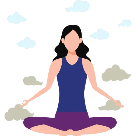 Woman Doing Meditation  Illustration