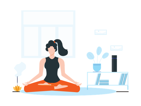 Woman Doing Meditation Illustration