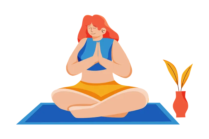 Woman doing meditation exercise Illustration