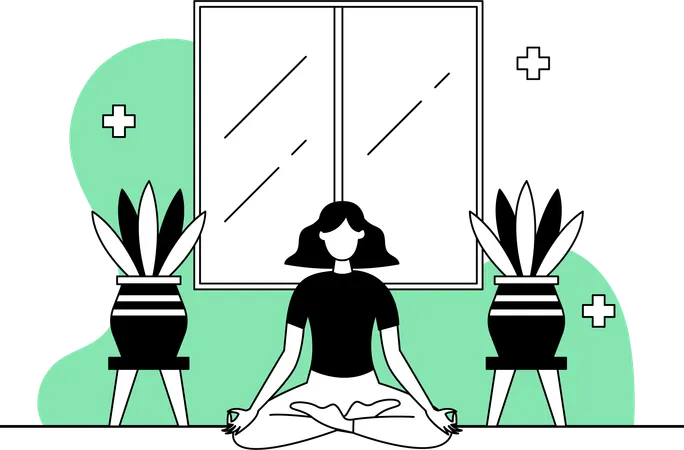 Woman Doing Meditation  Illustration