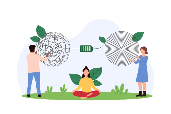 Woman doing meditation with clear mind  Illustration