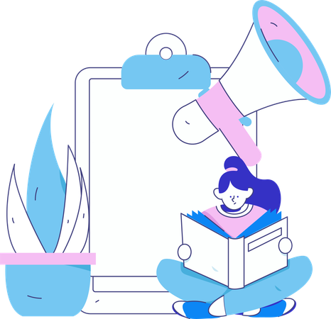 Woman doing Megaphone Advertisement  Illustration