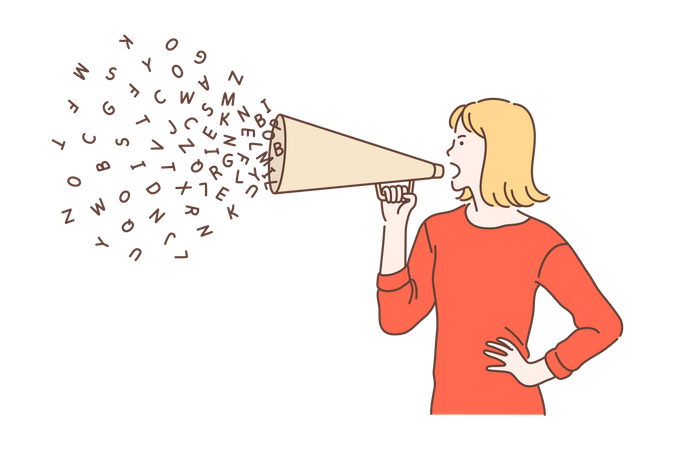Woman doing megaphone marketing  Illustration