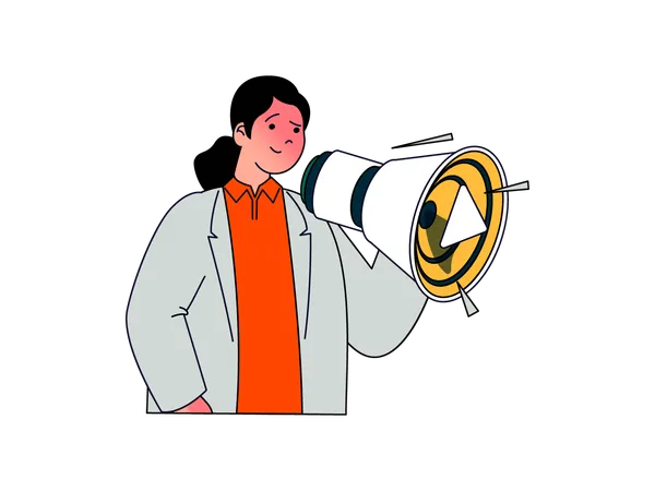 Woman doing megaphone marketing  Illustration