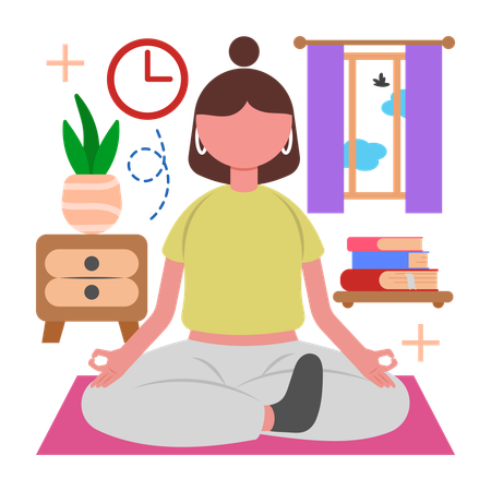 Woman doing Mental Wellness Break  Illustration