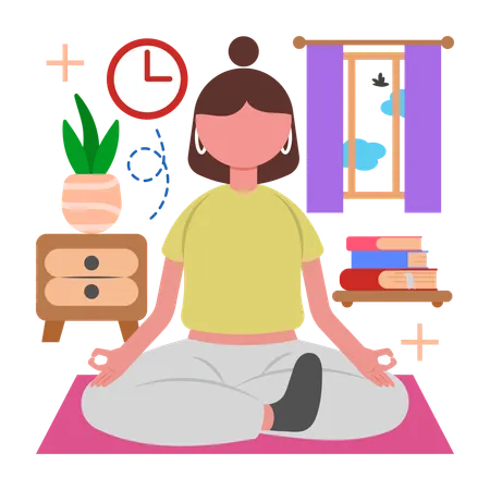 Woman doing Mental Wellness Break  Illustration