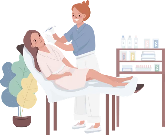 Woman doing Mesotherapy  イラスト